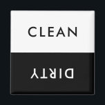 Imán Limpieza de lavavajillas minimalistas en blanco y<br><div class="desc">Moderno lavavajillas minimalista en blanco y negro limpio o imán sucio para indicar platos en la cocina del hogar.</div>