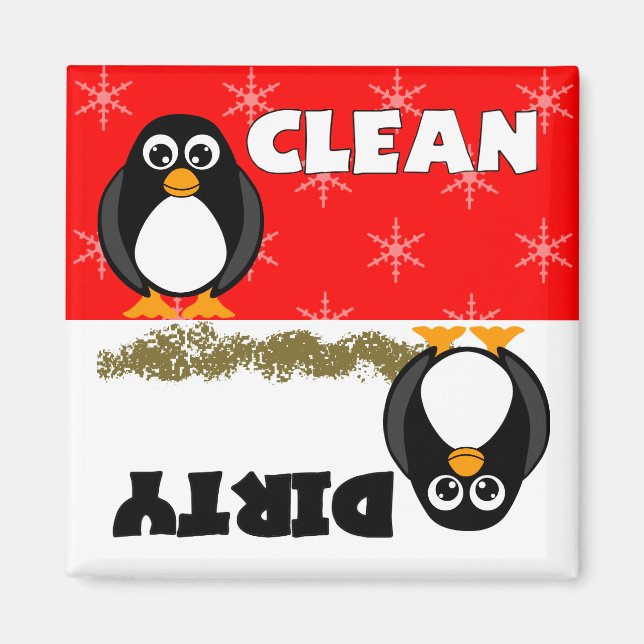 Imán Limpieza de pingüino suave/imán de lavavajillas su (Frente)