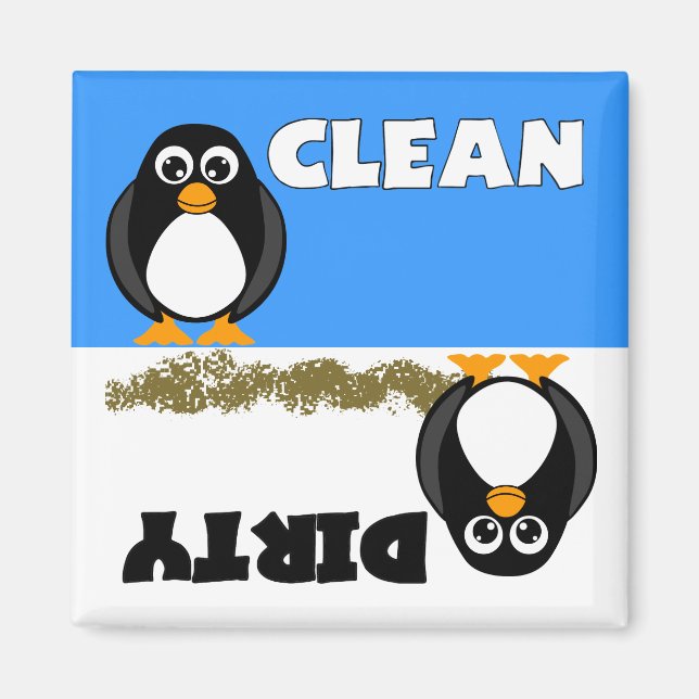 Imán Limpieza de pingüino suave/imán de lavavajillas su (Frente)
