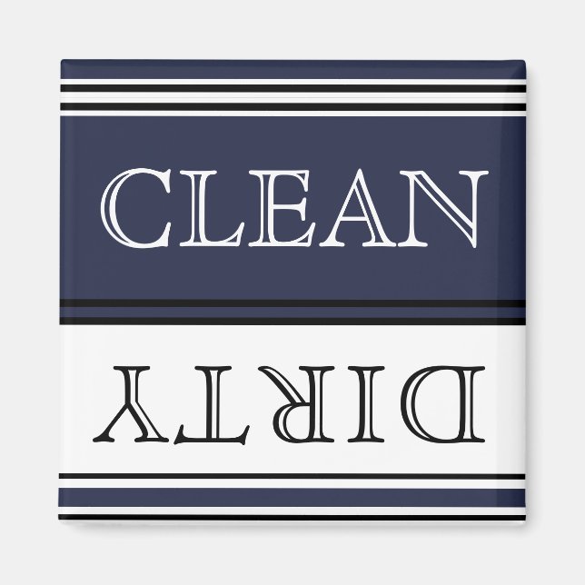 Imán Limpieza sucia del lavavajillas azul de la marina  (Frente)