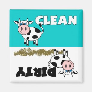 Imán limpio/sucio de la vaca feliz del lavaplatos