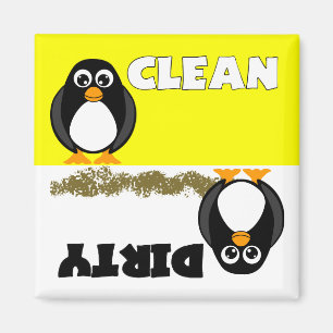 Imán limpio/sucio del pingüino lindo del