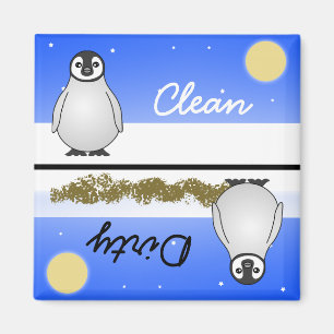 Imán limpio/sucio del pingüino lindo del