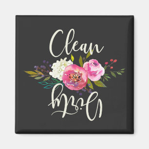 Imán Limpio / sucio, Lavavajillas con flores de Boho ro