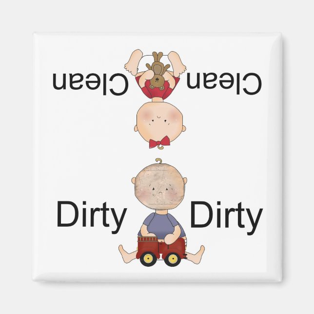 imán limpio y sucio de lavavajillas (Frente)