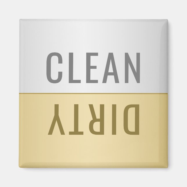 Imán Limpio y sucio lavavajillas Faux Silver Gold (Frente)