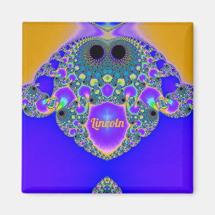 Imán LINCOLN ~ Modelo abstracto ~ Azul morado amarillo