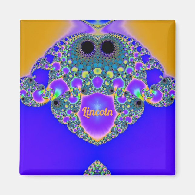 Imán LINCOLN ~ Modelo abstracto ~ Azul morado amarillo  (Frente)