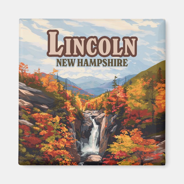 Imán Lincoln New Hampshire Franconia Falls Otoño (Frente)