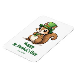 Imán Linda ardilla del día de San Patricio con sombrero
