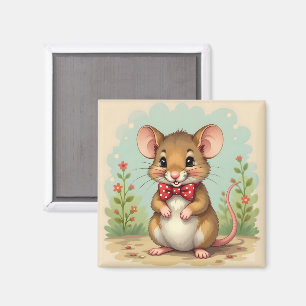 Imán Lindo adorable ratoncito con corbata