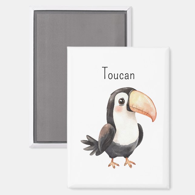 Imán Lindo animal de ave tucán (Anverso/Reverso)