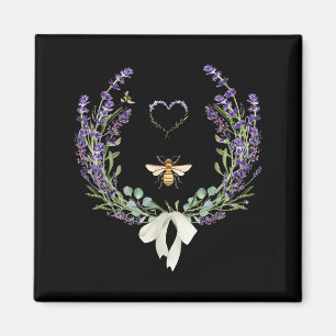 Imán Lindo Arco de Abeja Flor de Lavanda Corazón Botáni