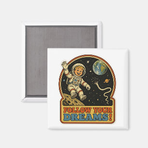 Imán Lindo astronauta retro sigue tus sueños meme espac