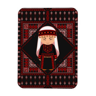 Imán lindo chica palestino bordado tatuaje rojo