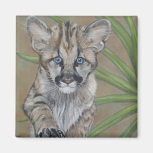 Imán lindo cougar kitten gran gato vida salvaje arte ar