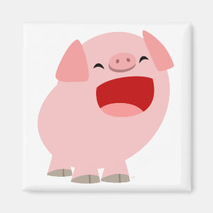 Imán lindo del cerdo del canto del dibujo animado