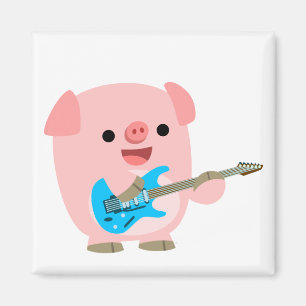 Imán lindo del cerdo del dibujo animado de Rockin