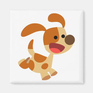 Imán lindo del perro del dibujo animado que se