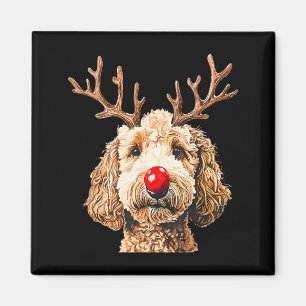 Imán Lindo divertido reno Santa Goldendoodle Navidad T
