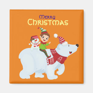 Imán Lindo elfo de Navidad oso polar muñeco de nieve Cu