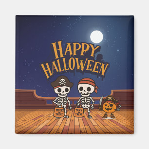 Imán lindo, esqueletos y calabaza Halloween