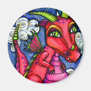 Imán lindo estupendo del dragón rojo del bebé