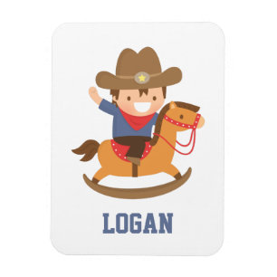 Imán Lindo Feliz Vaquero Pequeño en Caballo de Balanza