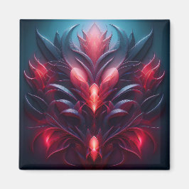 Imán Lindo Fractal Rojo y Azul con un toque floral