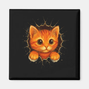 Imán Lindo gatito naranja agrieta la pared de la taza d