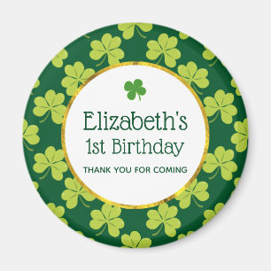 Imán Lindo Green Clover Shamrock Pattern Cumpleaños
