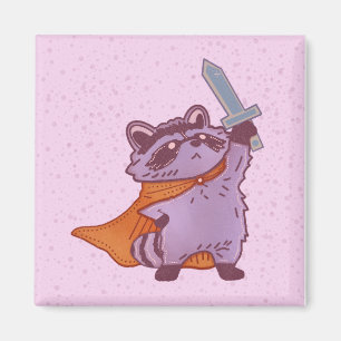 Imán Lindo Guerrerito Mapache de Fantasía con Espada y 