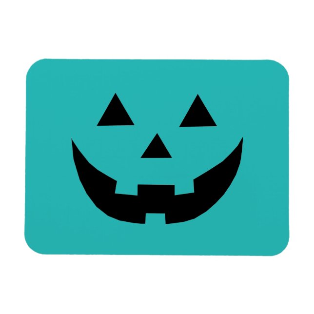 Imán Lindo jack o lantern azul turquesa divertido Hallo (Horizontal)