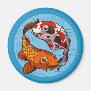 Imán Lindo koi carpa nadando pez payaso pez dorado cari