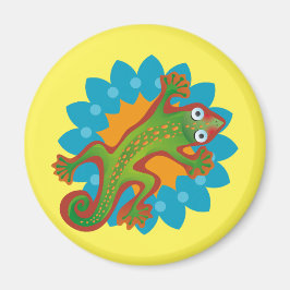 Imán Lindo lagarto verde sobre flor, lizard