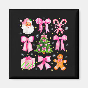 Imán Lindo lazo Coquette rosa árbol de Navidad Santa pa