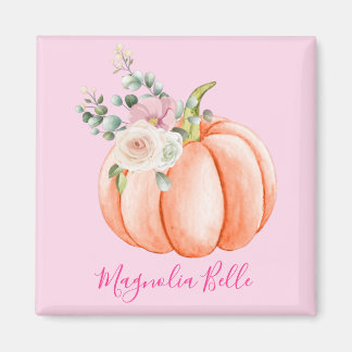 Imán Lindo nombre de calabaza pequeña floral rosa sonro