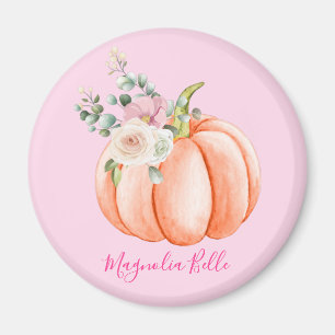 Imán Lindo nombre de pequeña calabaza floral rosa sonro