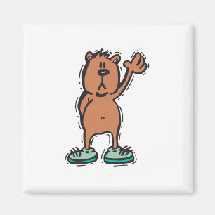 Imán lindo oso ondulado en zapatillas