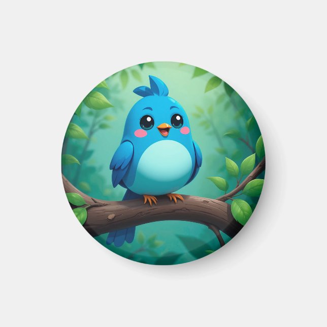 Imán Lindo Pájaro Azul de Dibujos Animados (Frente)