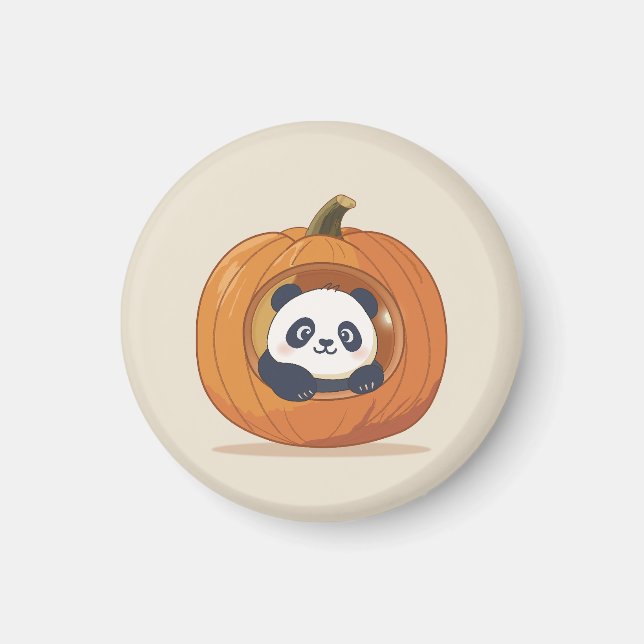 Imán Lindo Panda de Calabaza de Halloween (Frente)