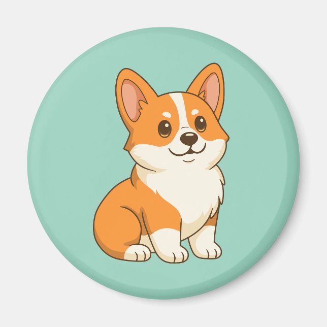 Imán Lindo perro Corgi verde (Frente)