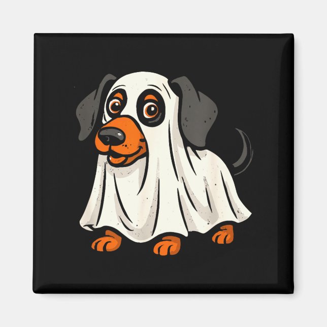 Imán Lindo perro fantasma salchicha de Halloween  (Frente)