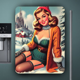 Imán Lindo Pin-up Retro de Invierno