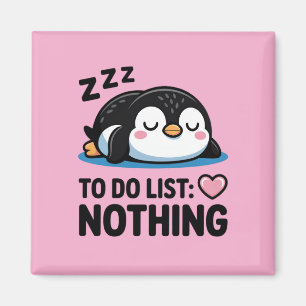 Imán lindo pingüino durmiendo, lista de tareas nada