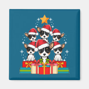 Imán Lindo Rat Terrier Le Perro Árbol de Navidad Sombre
