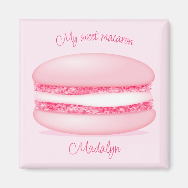 Imán lindo rosa mi dulce nombre de chicas de macaron (Frente)