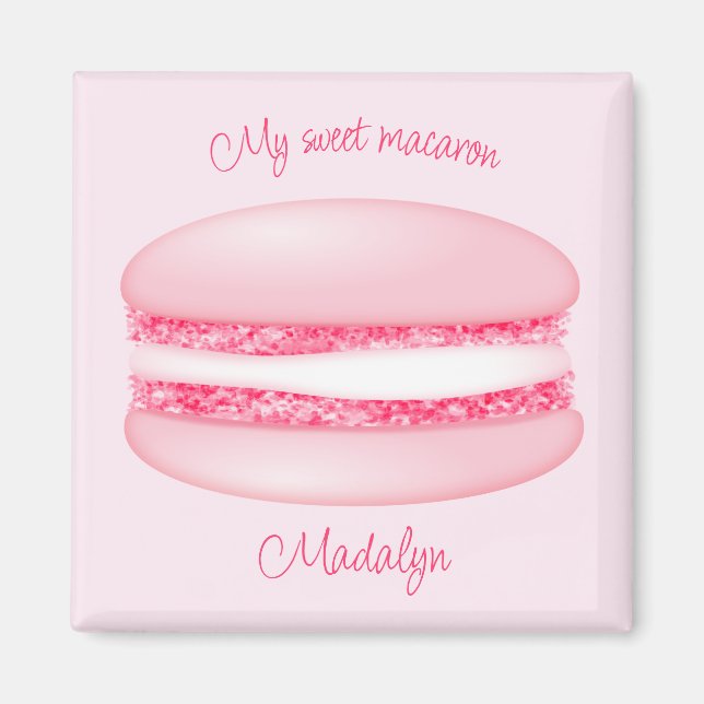 Imán lindo rosa mi dulce nombre de chicas de macaron (Frente)