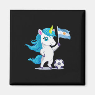 Imán Lindo Unicornio de Raíces Argentinas Jugando Fútbo