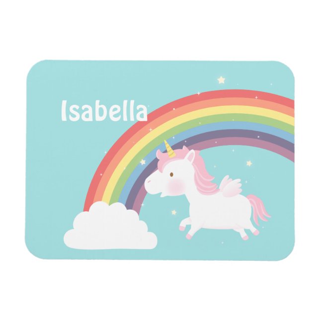 Imán Lindo Unicornio Volador Arcoíris Para Niñas (Horizontal)